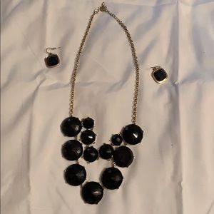 black necklace and earrings